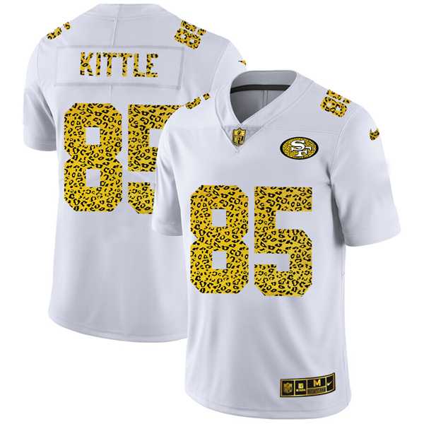Mens San Francisco 49ers #85 George Kittle 2020 White Leopard Print Fashion Limited Stitched Jersey Dyin->san francisco 49ers->NFL Jersey